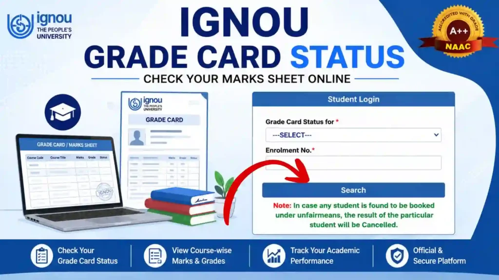IGNOU Grade Card 2026: Check Marks & Status Online 1 IGNOU Grade Card 2026: Check Marks & Status Online