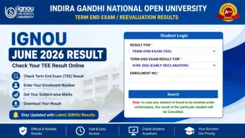 IGNOU June 2026 Result Out: Check Your TEE Result Online
