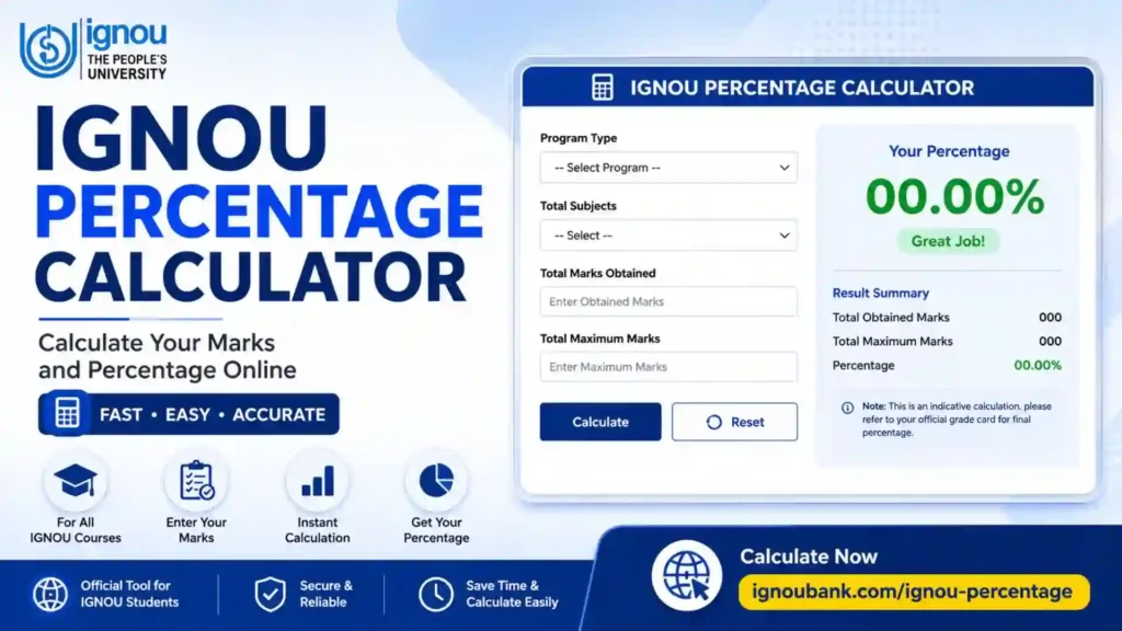 IGNOU Percentage Calculator 2026: Calculate Your Marks Online