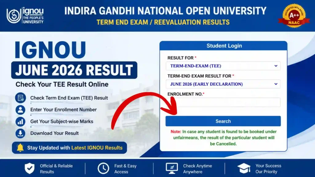 IGNOU Term End Result June 2026: Check Your Result Online 1 IGNOU Term End Result June 2026: Check Your Result Online