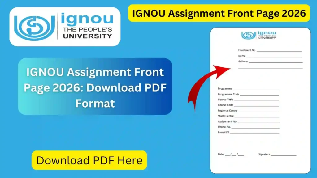 IGNOU Assignment Front Page 2026: Download PDF Format