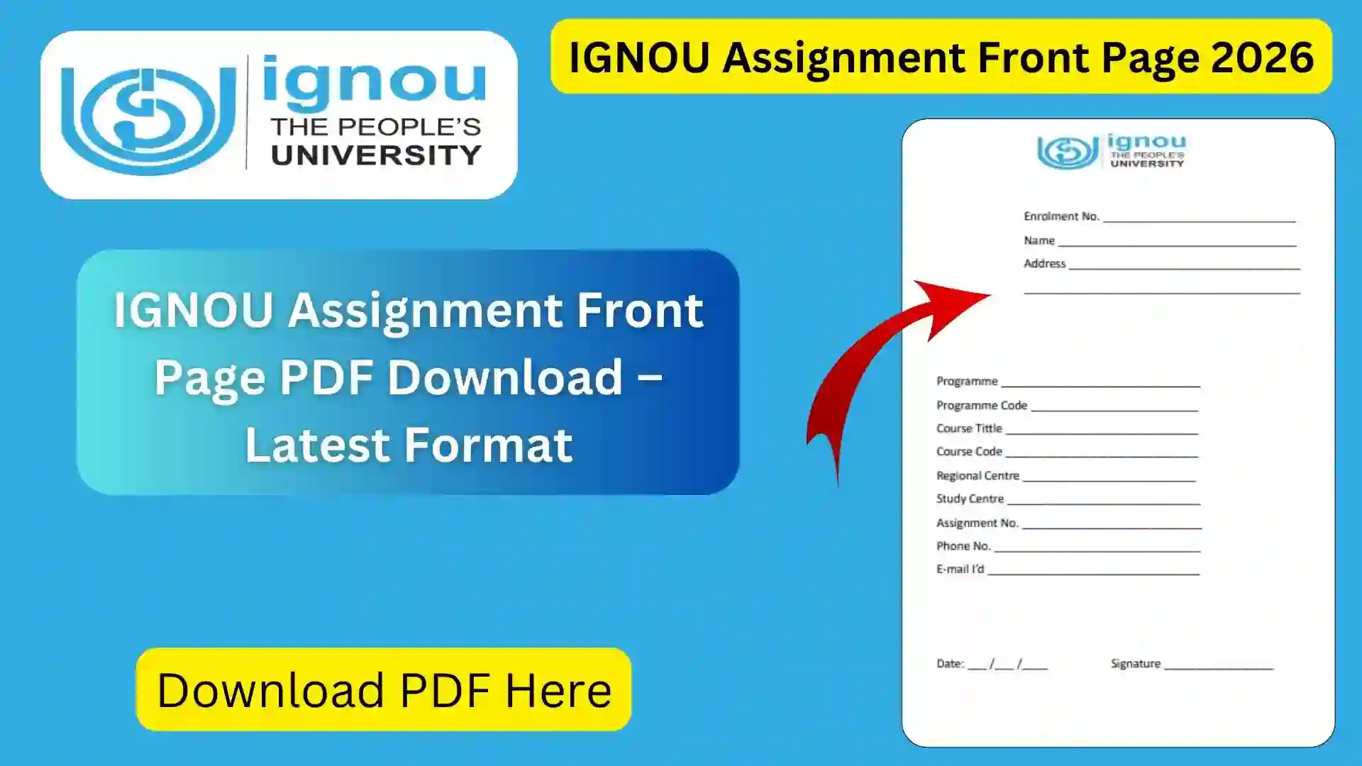 IGNOU Assignment Front Page PDF Download – Latest Format