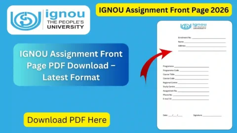 IGNOU Assignment Front Page PDF Download – Latest Format