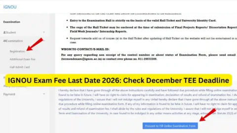 IGNOU Exam Fee Last Date 2026: Check December TEE Deadline