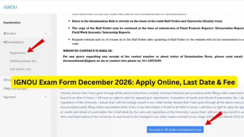 IGNOU Exam Form December 2026: Apply Online, Last Date & Fee