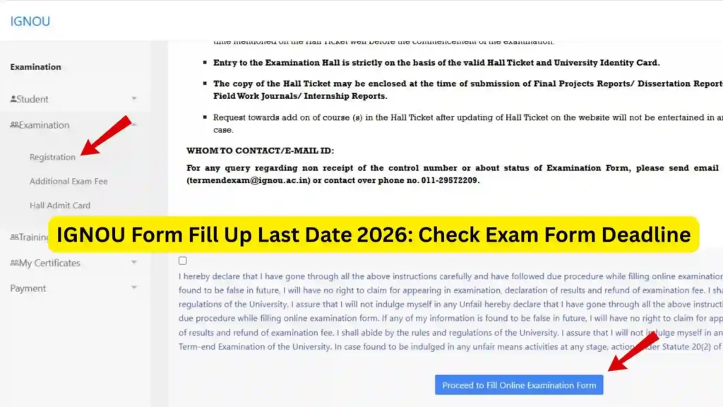 IGNOU Form Fill Up Last Date 2026: Check Exam Form Deadline
