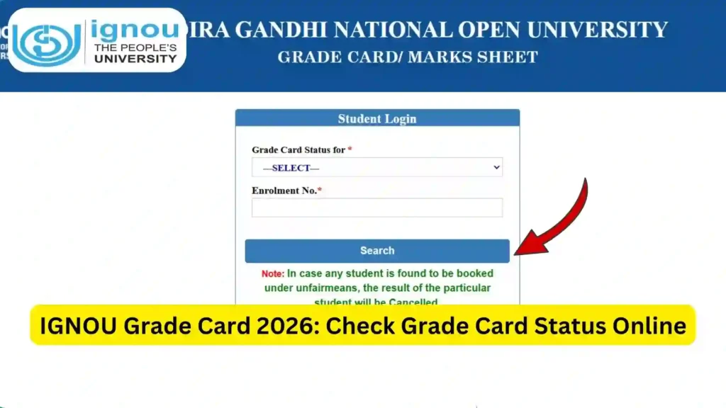 IGNOU Grade Card 2026: Check Grade Card Status Online