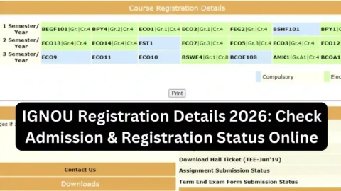 IGNOU Registration Details 2026: Check Admission & Registration Status Online