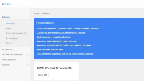 IGNOU Student Dashboard Login 2026: Direct Link & Student Services