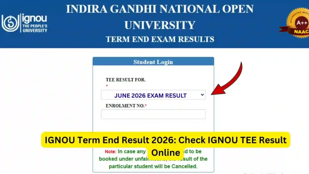 IGNOU Term End Result 2026: Check IGNOU TEE Result Online
