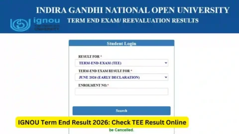 IGNOU Term End Result 2026: Check TEE Result Online