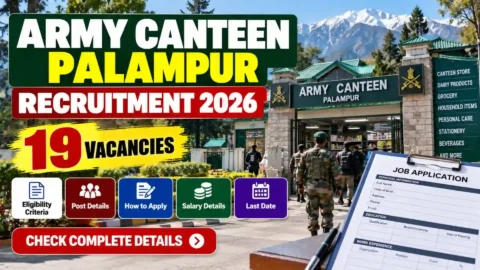 Army Canteen Palampur Recruitment 2026: 19 Vacancies, Eligibility, Salary & Apply Offline