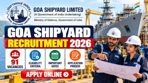 Goa Shipyard Recruitment 2026: 91 Vacancies, Apply Online