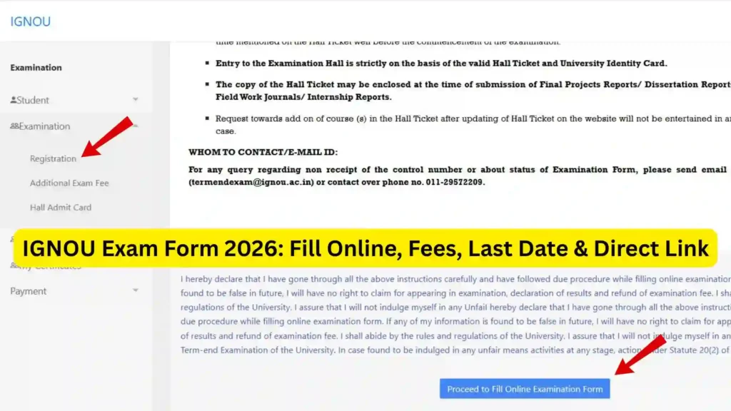 IGNOU Exam Form 2026: Fill Online, Fees, Last Date & Direct Link