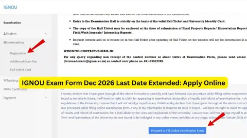 IGNOU Exam Form Dec 2026 Last Date Extended: Apply Online
