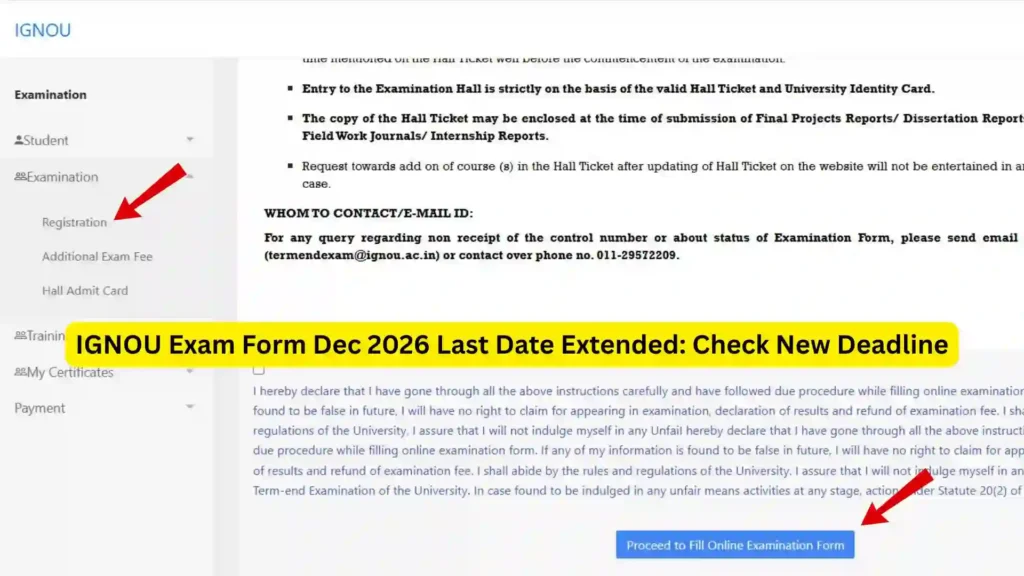 IGNOU Exam Form Dec 2026 Last Date Extended: Check New Deadline