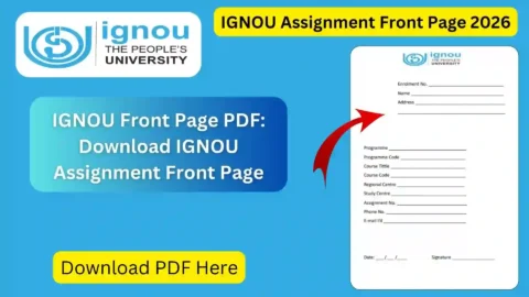 IGNOU Front Page PDF: Download IGNOU Assignment Front Page