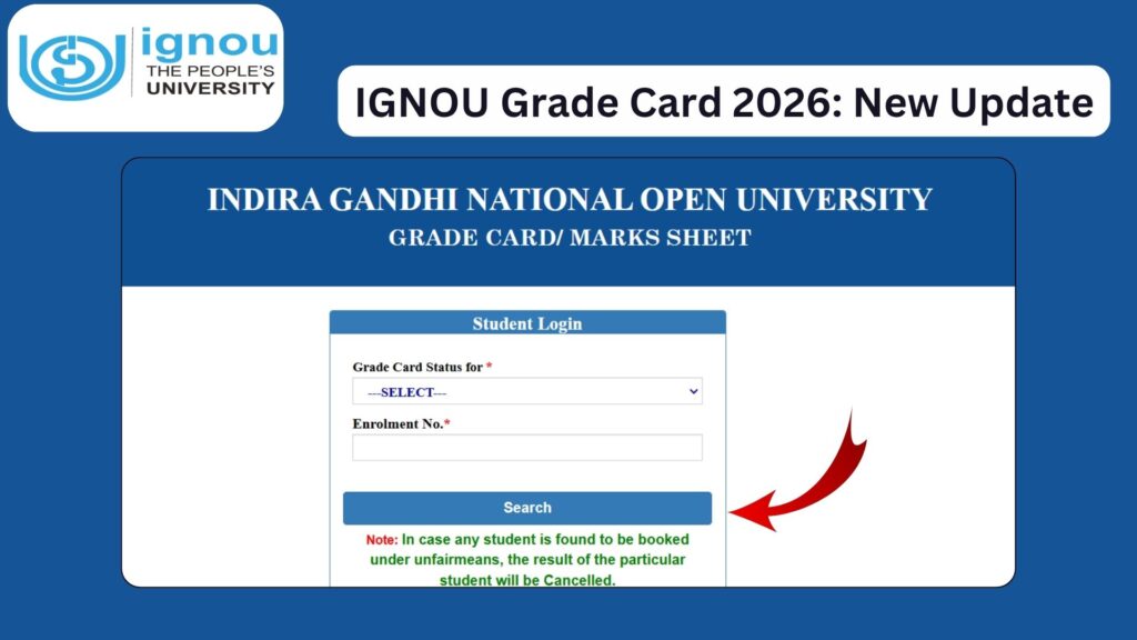 IGNOU Grade Card 2026: Check Marks & Status Online