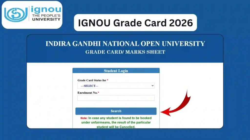 IGNOU Grade Card 2026: Check Marks & Status Online