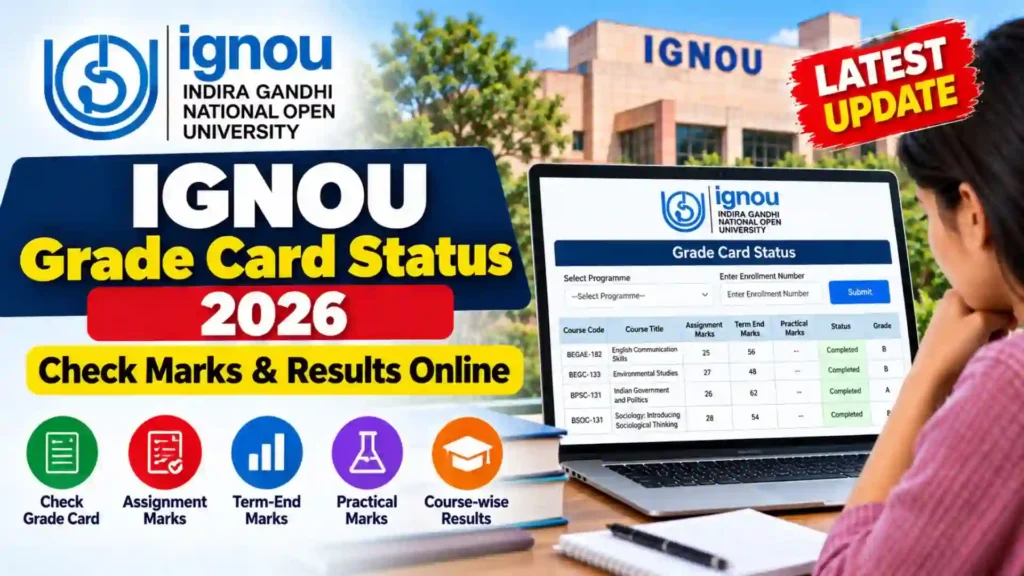 IGNOU Grade Card Status 2026: Check Assignment Marks & Term-End Results Online