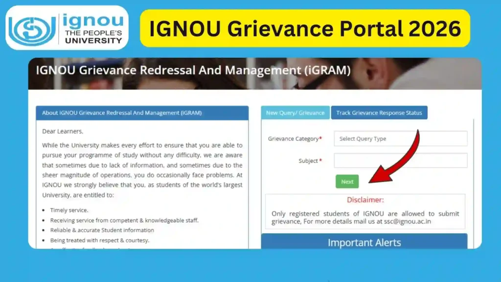 IGNOU Grievance Portal 2026: Submit & Track Your Complaint Online