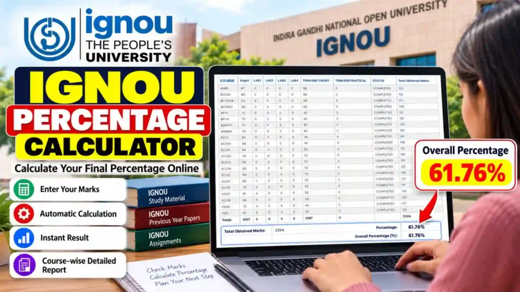 IGNOU Percentage Calculator 2026: Calculate Your Final Percentage Online