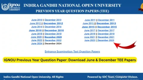 IGNOU Previous Year Question Paper: Download June & December TEE Papers